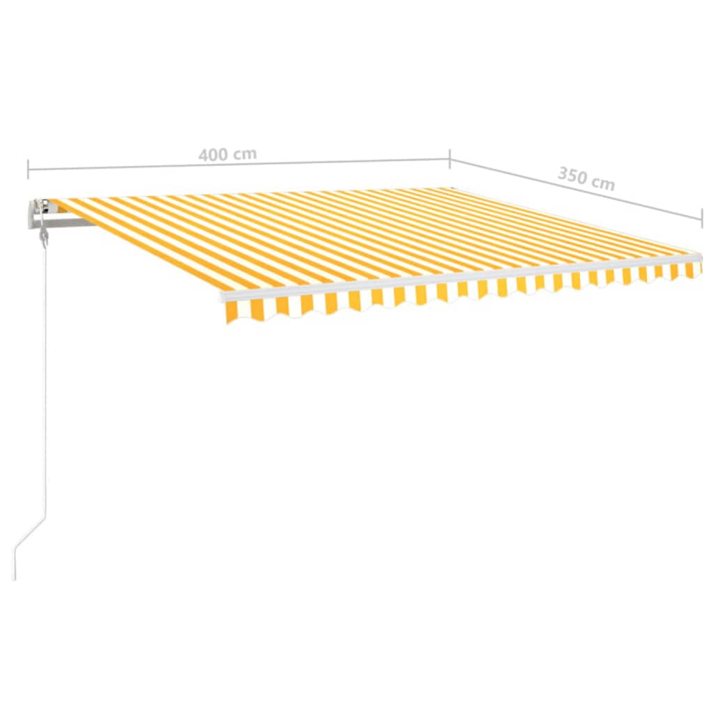 Luifel automatisch met LED en windsensor 400x350 cm geel en wit