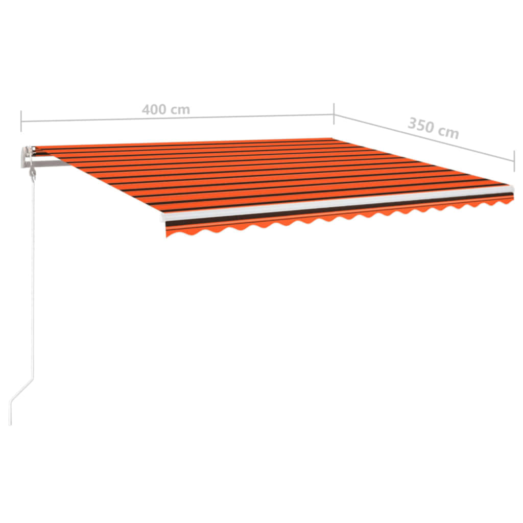 Luifel automatisch met LED windsensor 400x350 cm oranje bruin