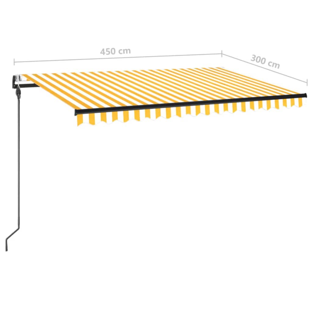 Luifel automatisch met LED en windsensor 450x300 cm geel en wit