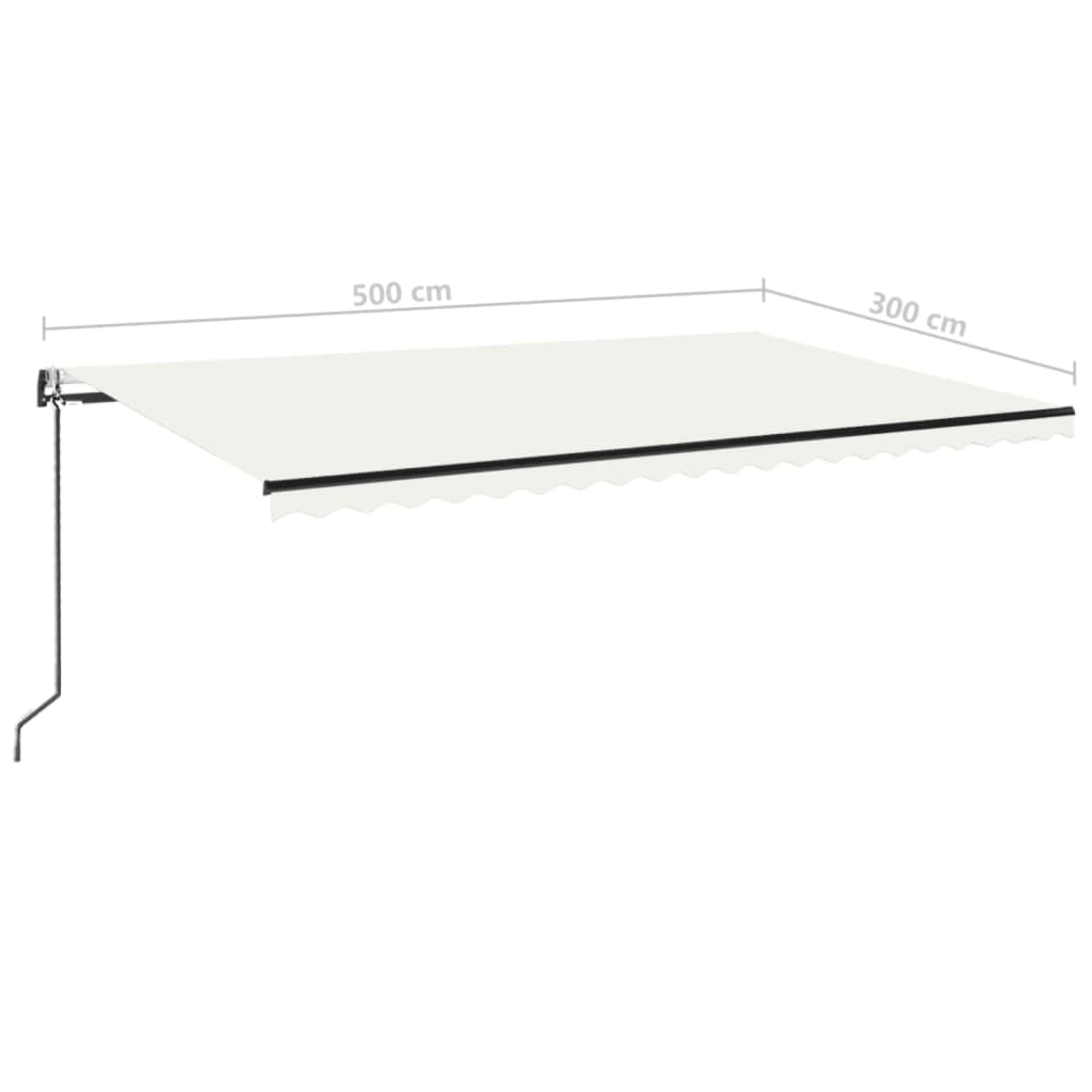 Luifel automatisch met LED en windsensor 500x300 cm crèmekleur