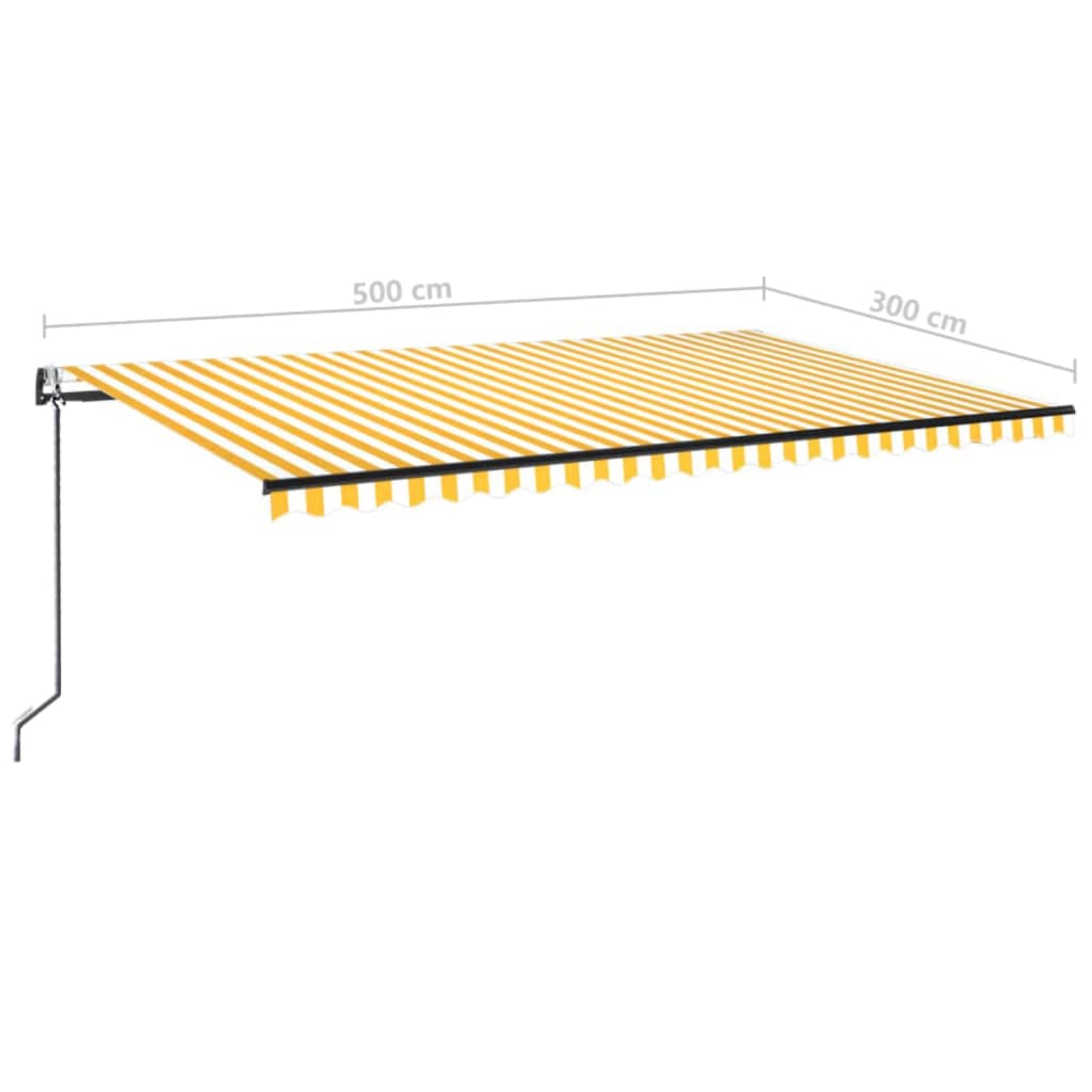 Luifel automatisch met LED en windsensor 500x300 cm geel en wit