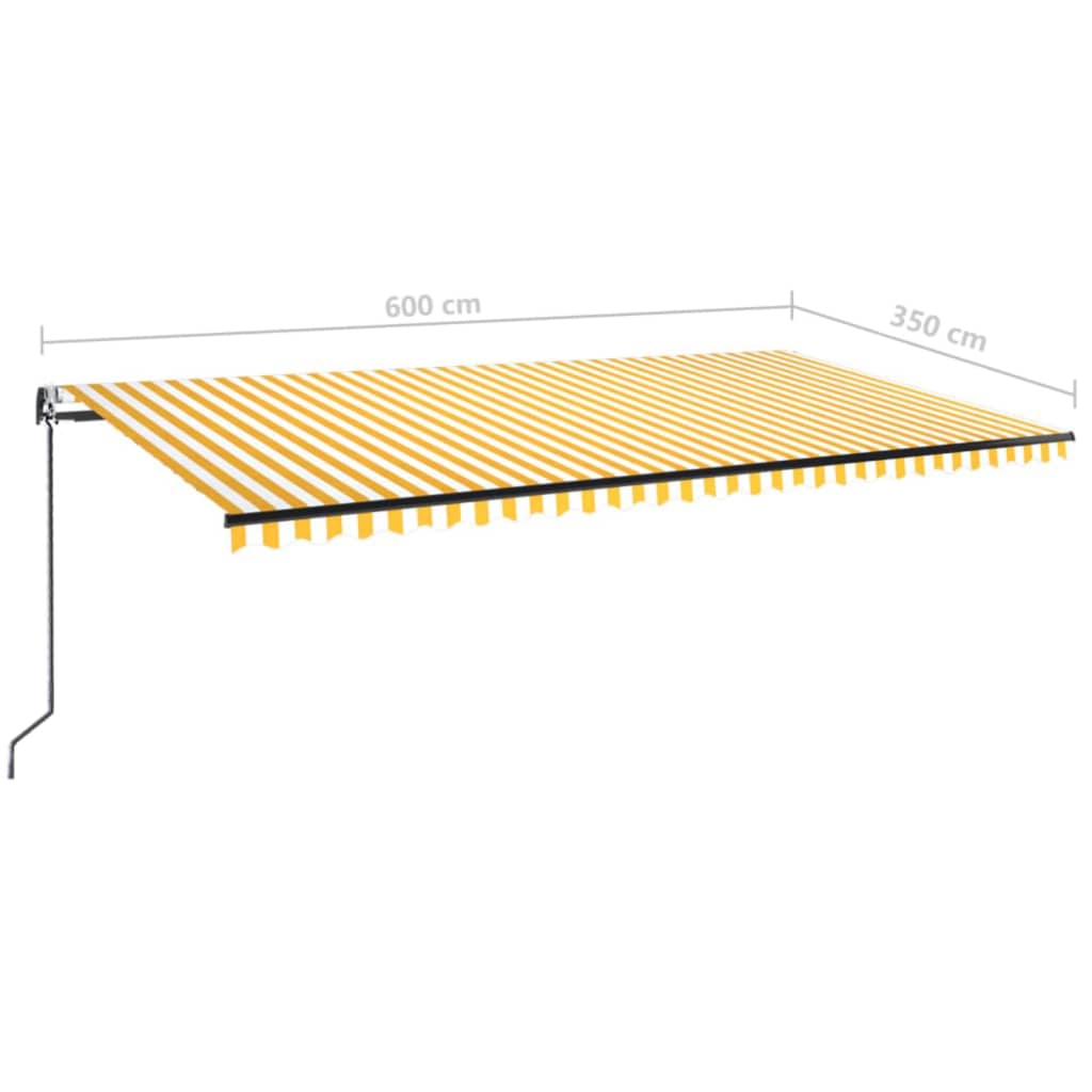 Luifel automatisch met LED en windsensor 600x350 cm geel en wit