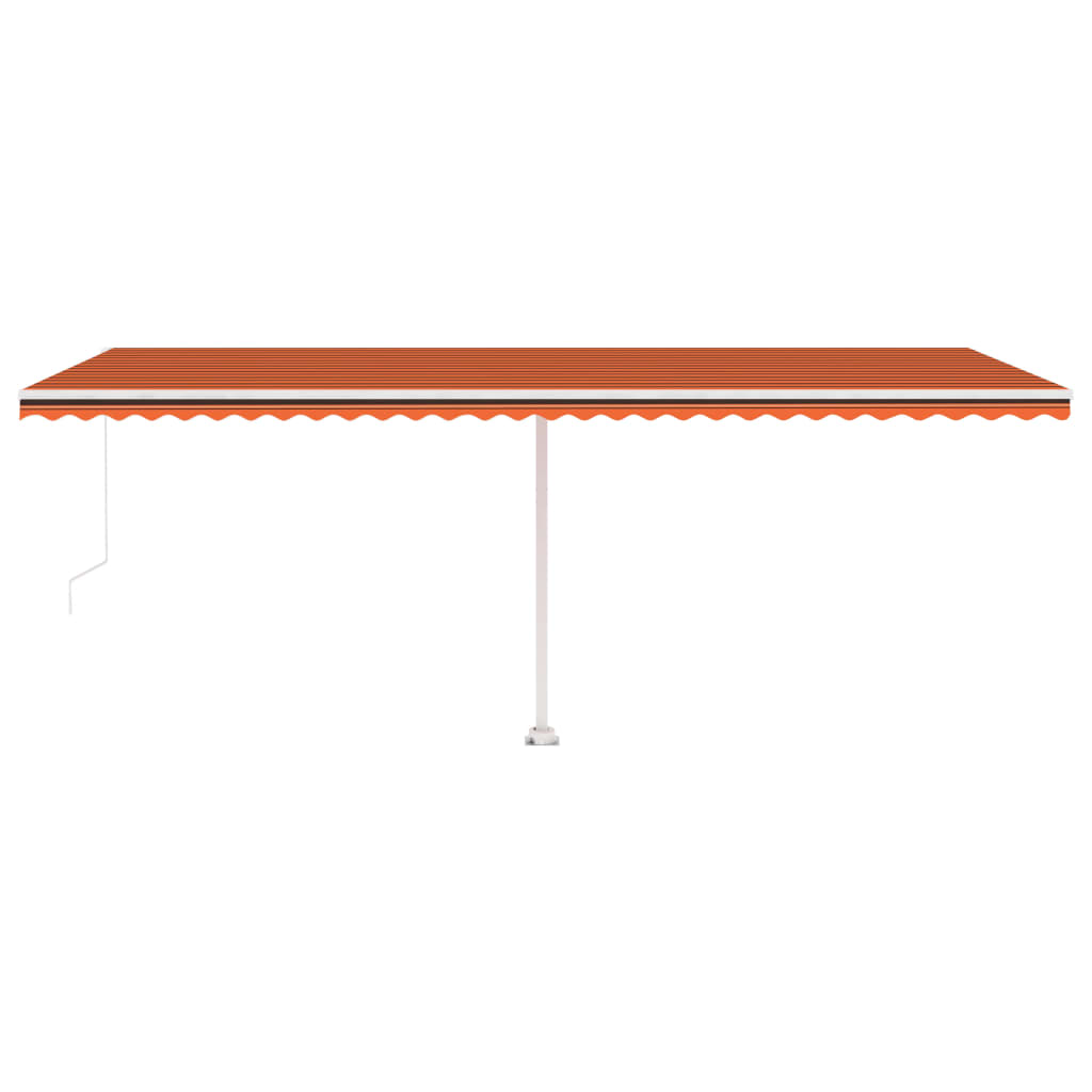 Luifel handmatig uittrekbaar met LED 600x300 cm oranje en bruin