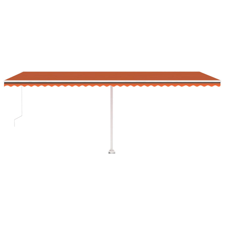 Luifel handmatig uittrekbaar met LED 600x300 cm oranje en bruin