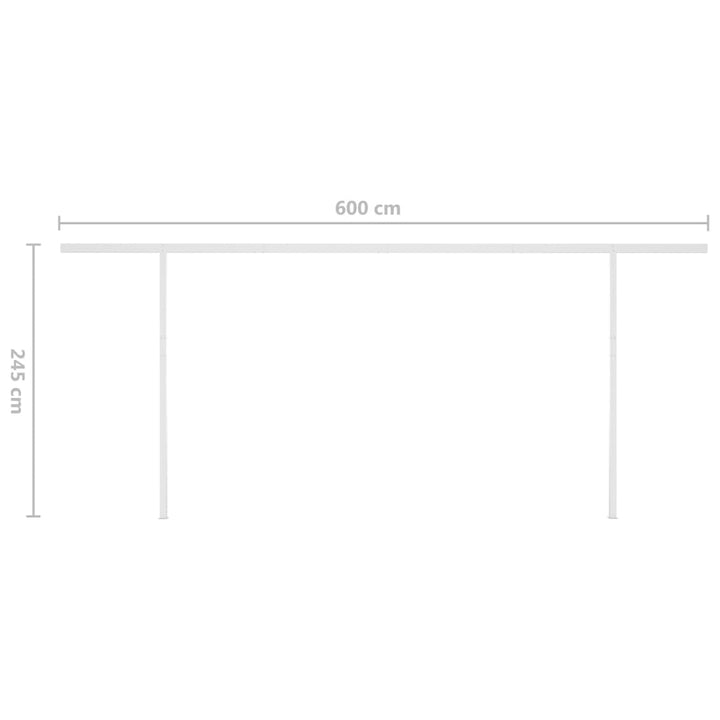 Luifel handmatig uittrekbaar met LED 6x3 m crèmekleurig