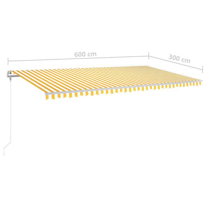 Luifel handmatig uittrekbaar met LED 6x3 m geel en wit