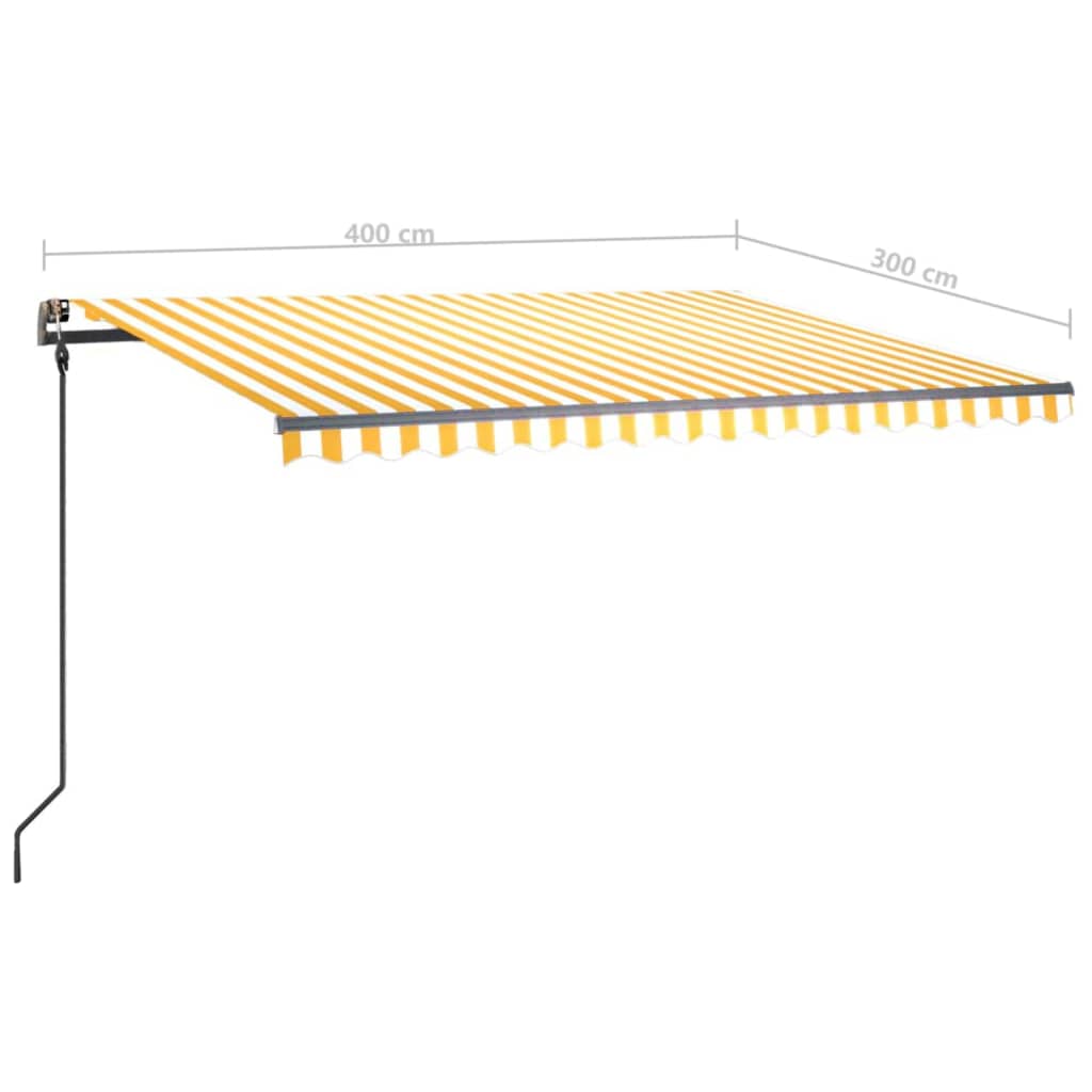 Luifel handmatig uittrekbaar met LED 4x3 m geel en wit