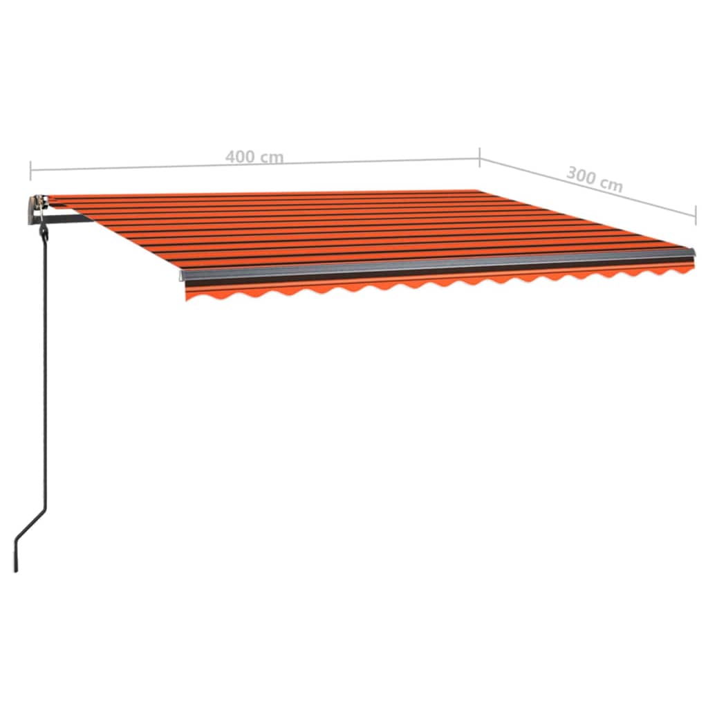 Luifel handmatig uittrekbaar met LED 4x3 m oranje en bruin