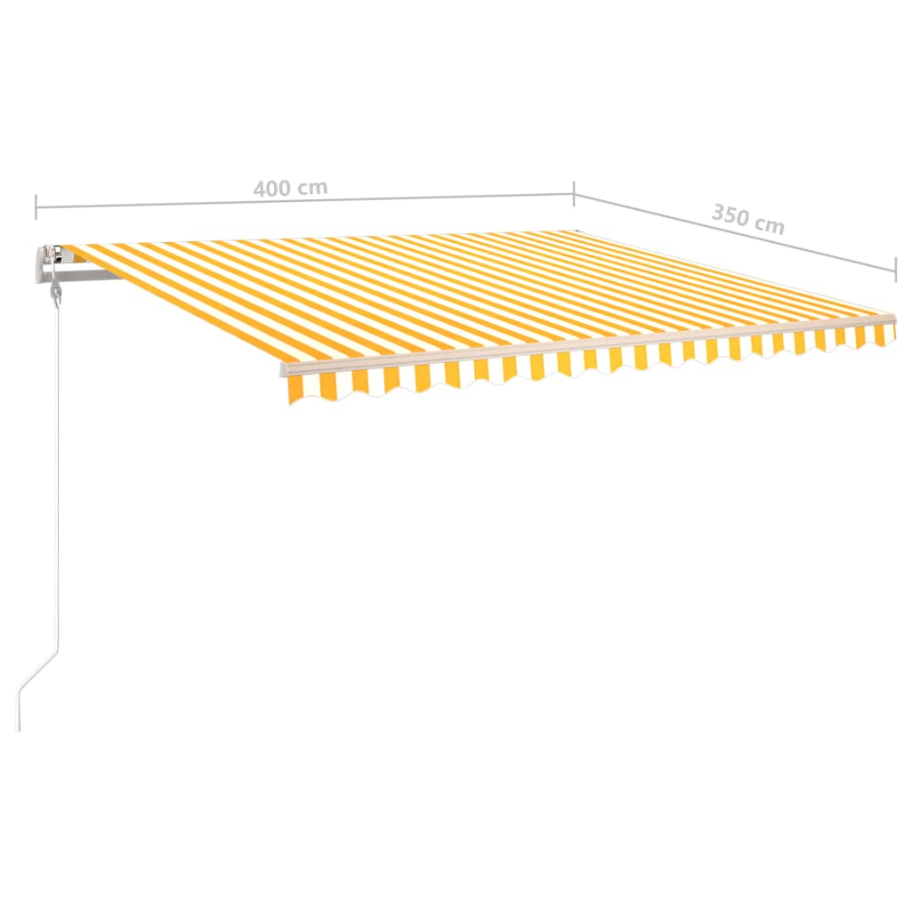 Luifel handmatig uittrekbaar met LED 4x3,5 m geel en wit