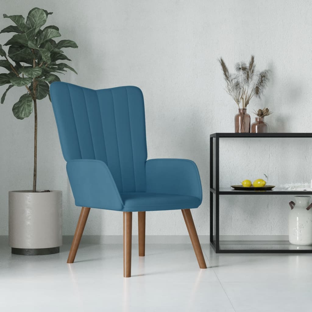 Relaxstoel fluweel blauw