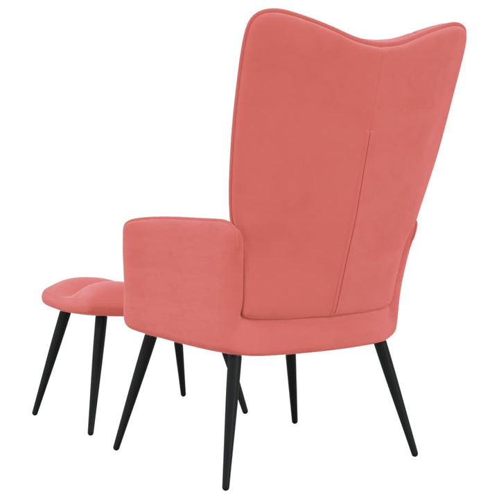 Relaxstoel met voetenbank fluweel roze