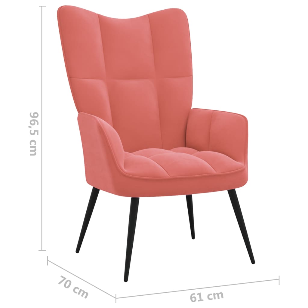 Relaxstoel met voetenbank fluweel roze