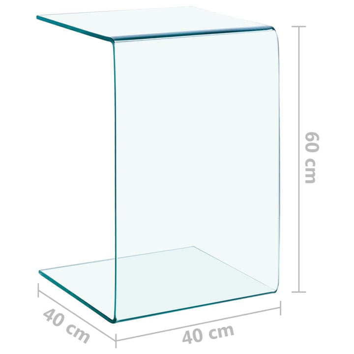 Bijzettafel 40x40x60 cm gehard glas