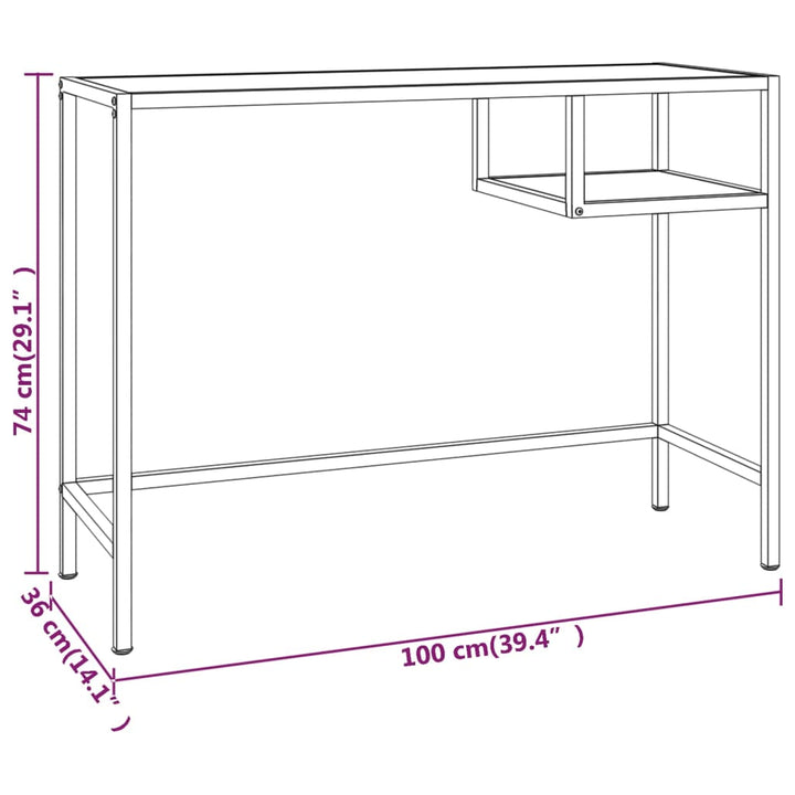 Computerbureau 100x36x74 cm gehard glas transparant