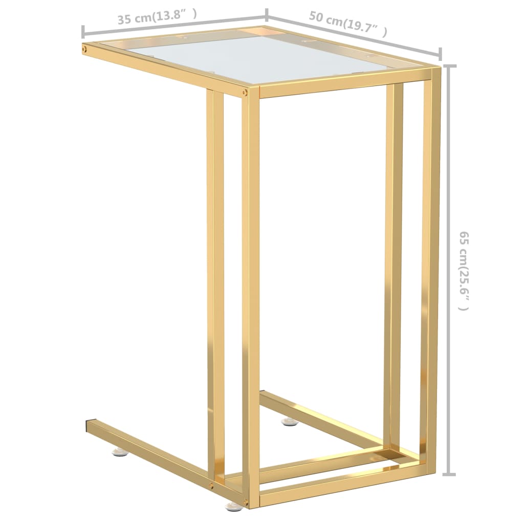 Computer bijzettafel 50x35x65 cm gehard glas transparant