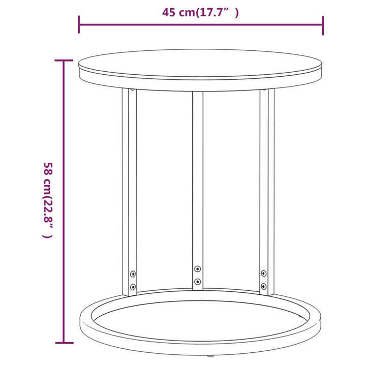 Bijzettafel 45 cm gehard glas goudkleurig en zwart