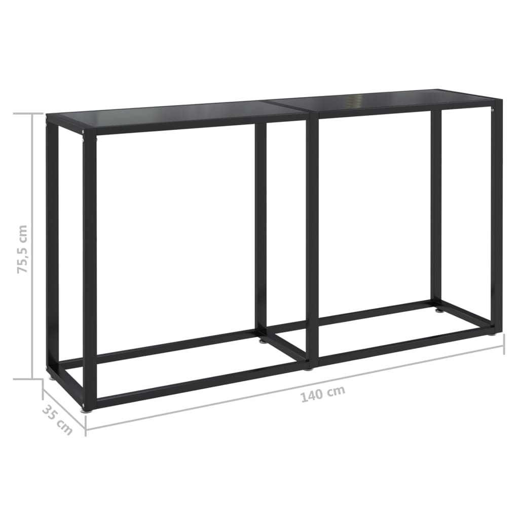 Wandtafel 140x35x75,5 cm gehard glas zwart