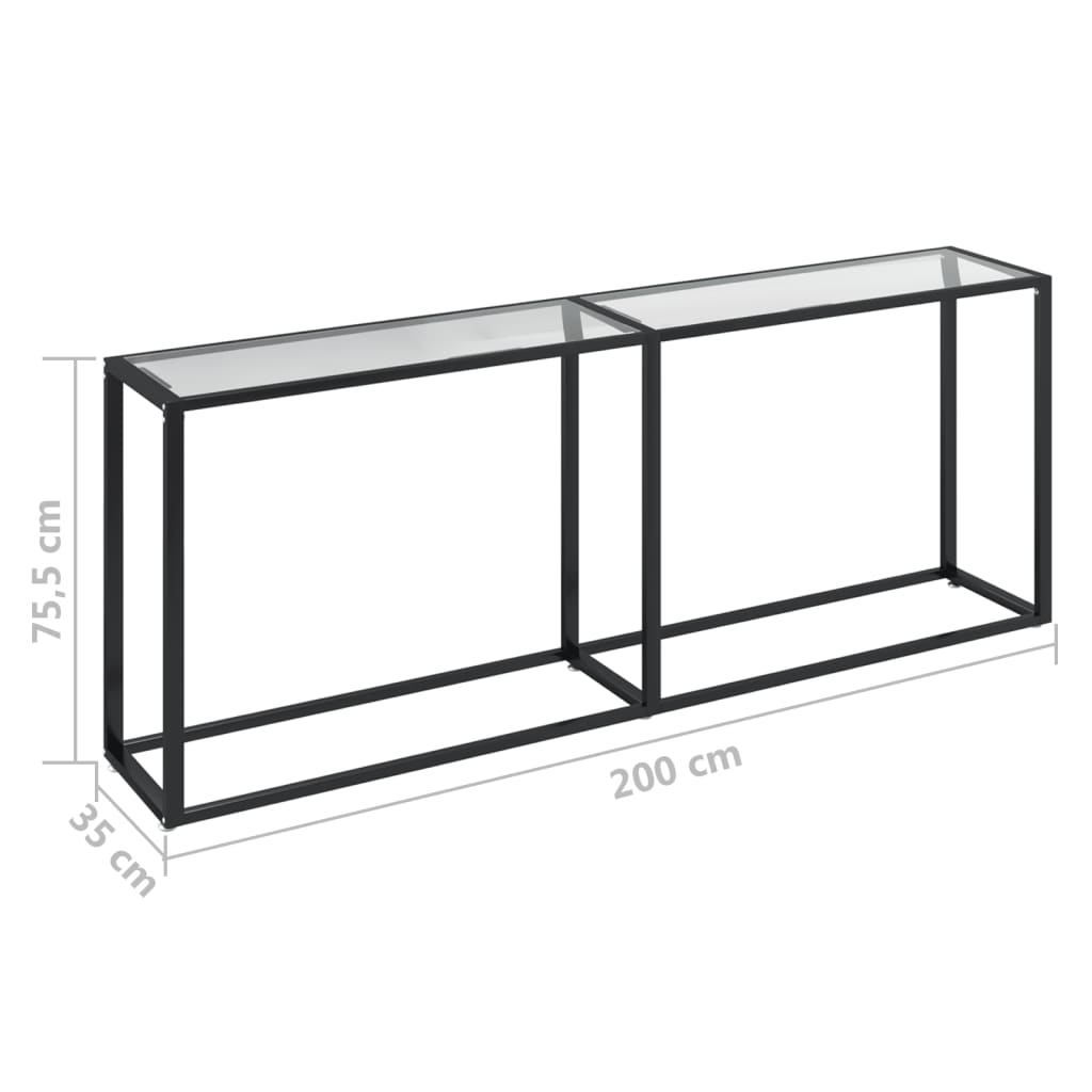 Wandtafel 200x35x75,5 cm gehard glas transparant