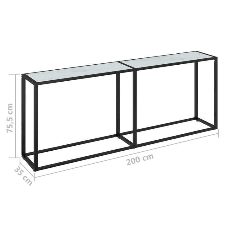 Wandtafel 200x35x75,5 cm gehard glas witmarmerkleurig