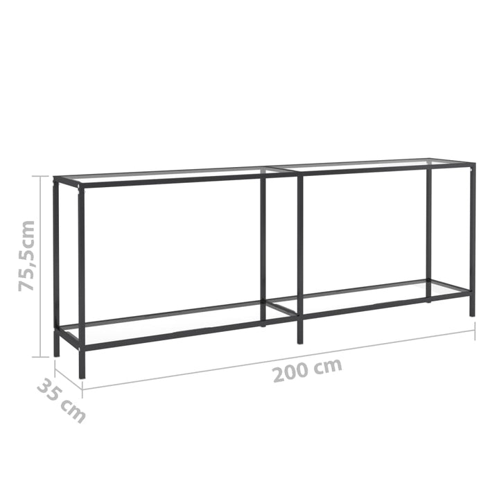 Wandtafel 200x35x75,5 cm gehard glas transparant