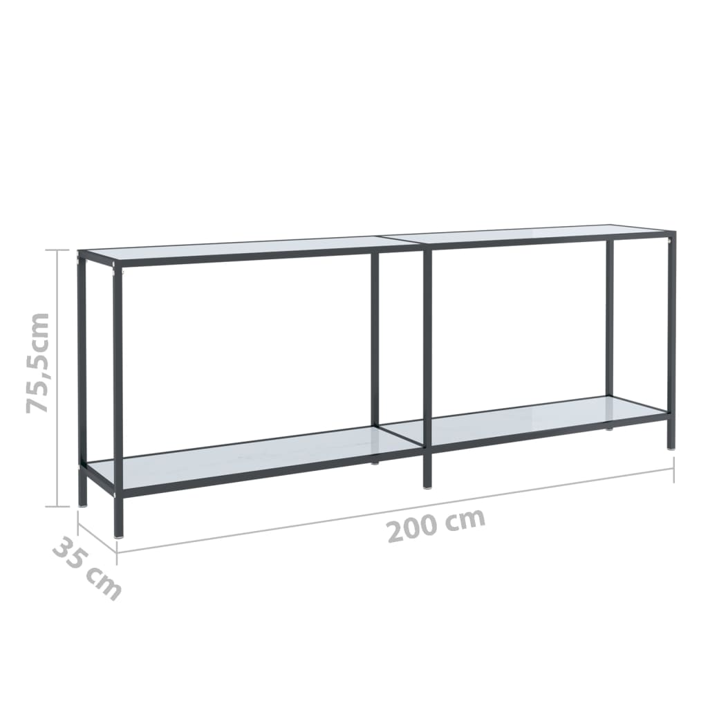 Wandtafel 200x35x75,5 cm gehard glas wit