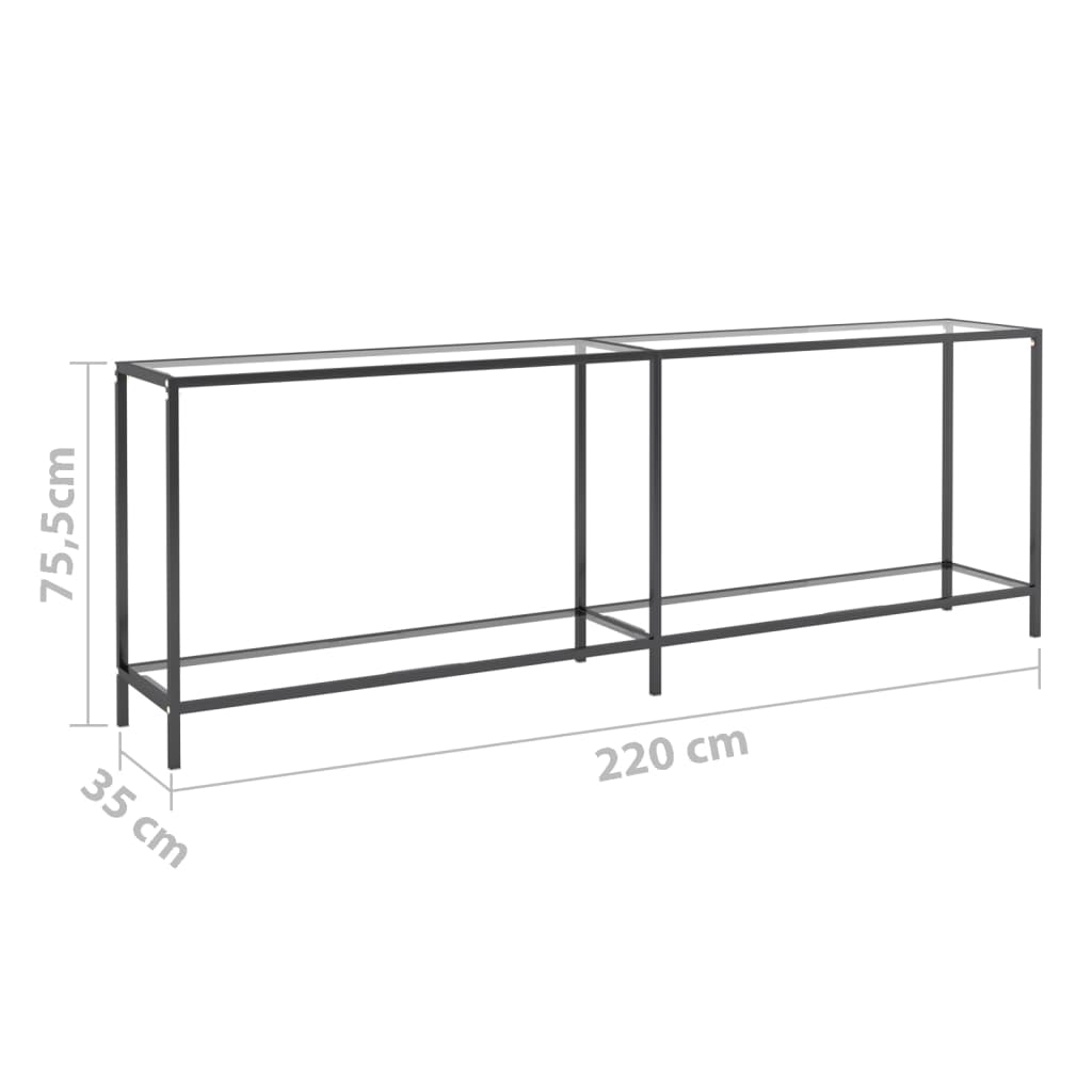 Wandtafel 220x35x75,5 cm gehard glas transparant