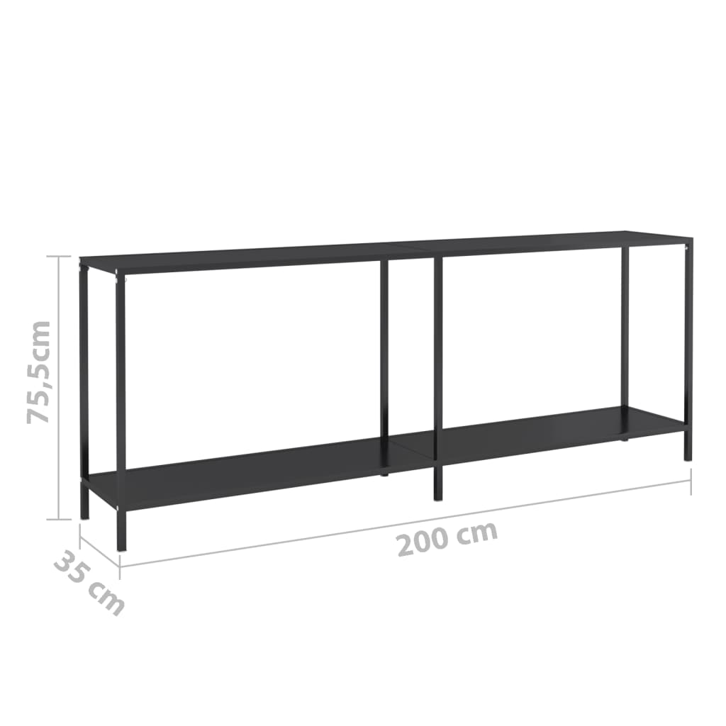 Wandtafel 220x35x75,5 cm gehard glas zwart