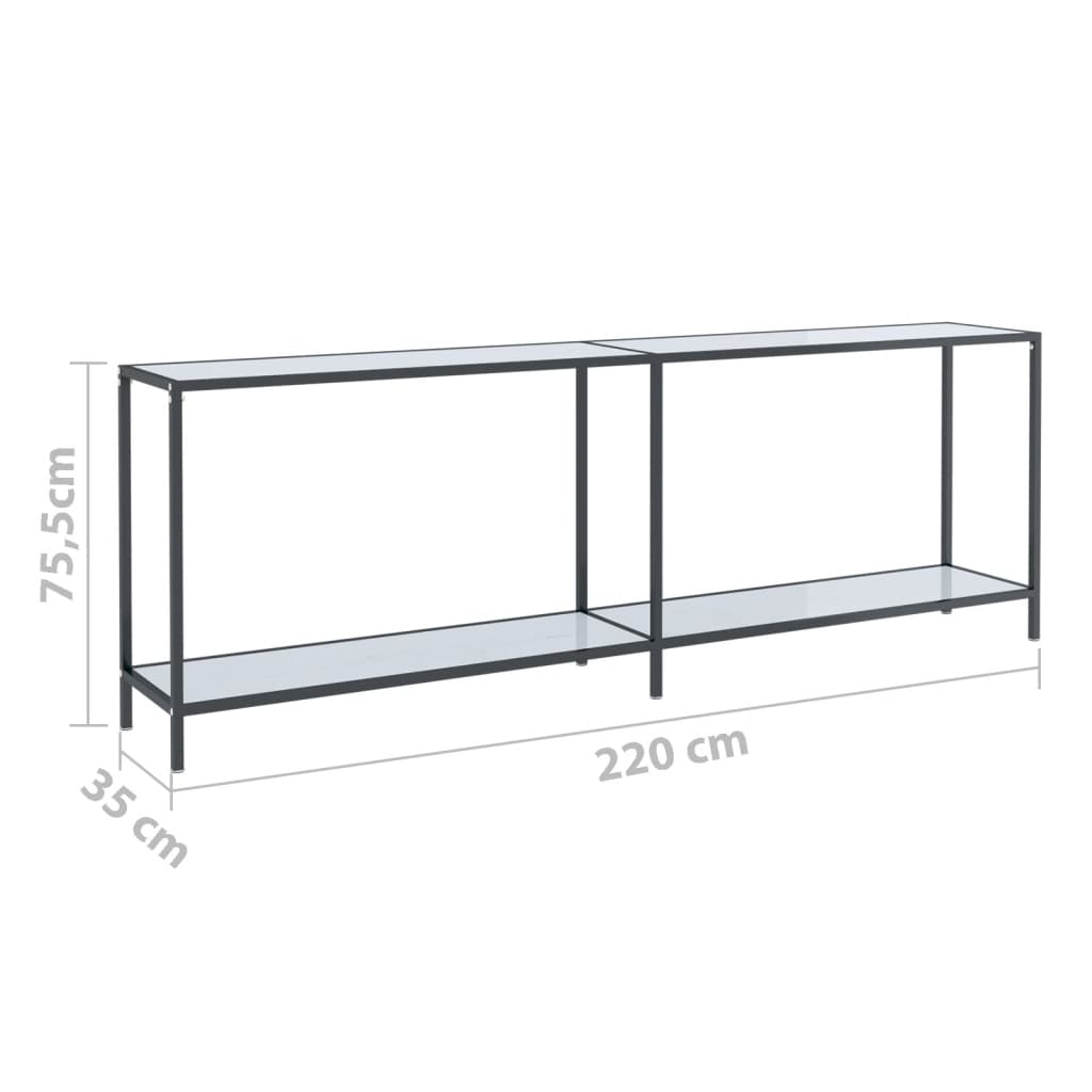 Wandtafel 220x35x75,5 cm gehard glas wit