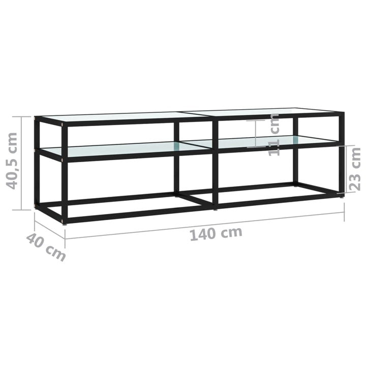 Tv-meubel 140x40x40,5 cm gehard glas witmarmerkleurig