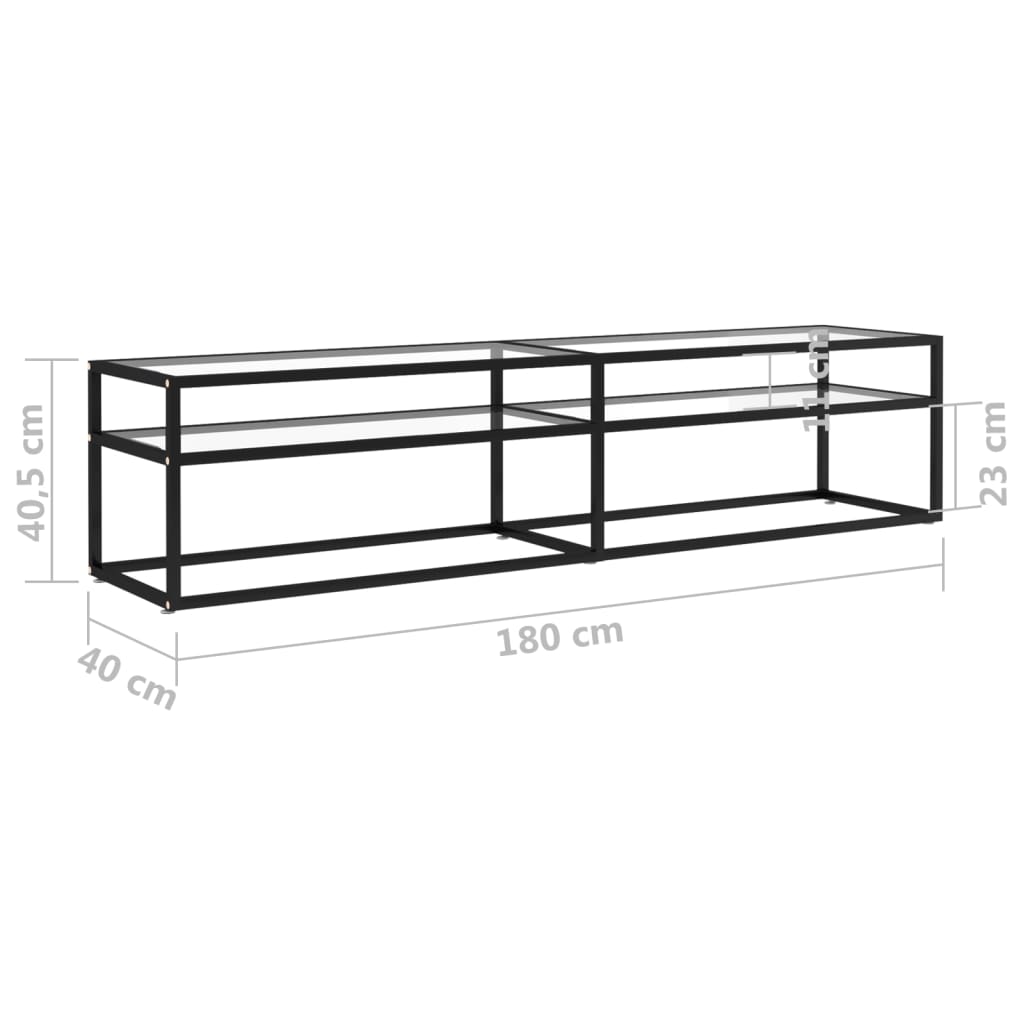 Tv-meubel 180x40x40,5 cm gehard glas transparant