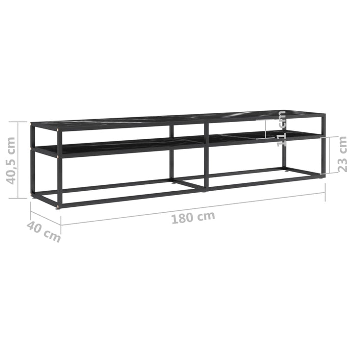 Tv-meubel 180x40x40,5 cm gehard glas zwartmarmerkleurig