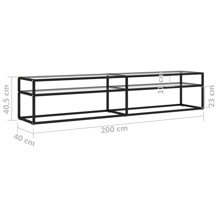 Tv-meubel 200x40x40,5 cm gehard glas transparant