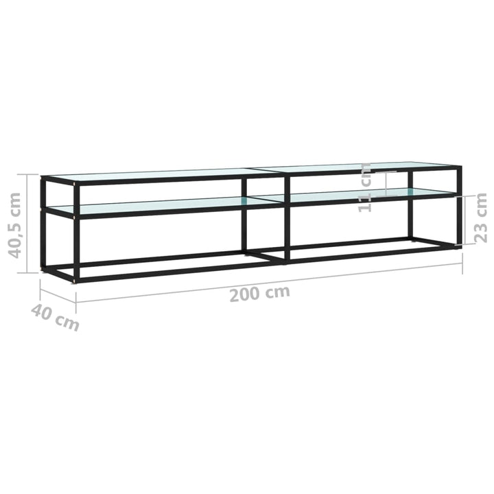 Tv-meubel 200x40x40,5 cm gehard glas witmarmerkleurig