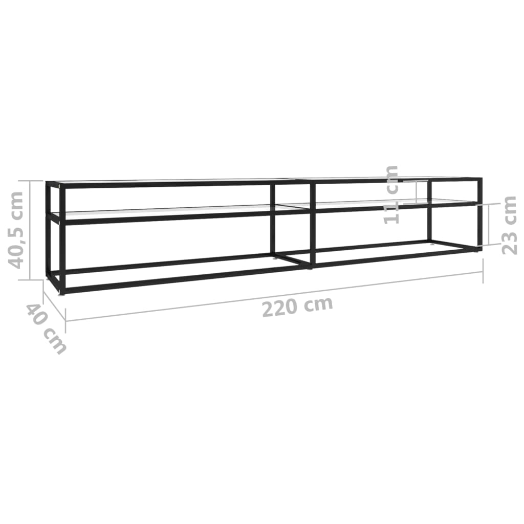 Tv-meubel 220x40x40,5 cm gehard glas transparant