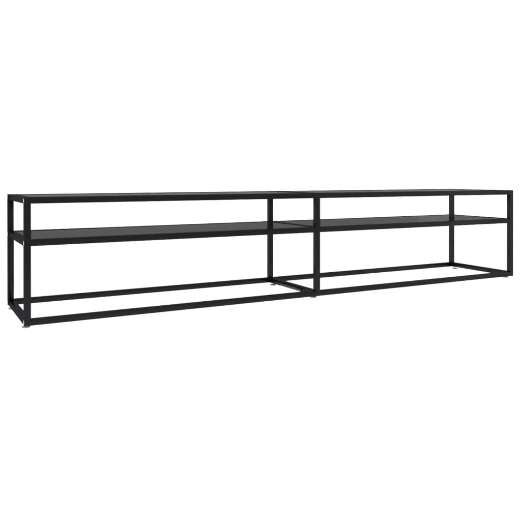 Tv-meubel 220x40x40,5 cm gehard glas zwart