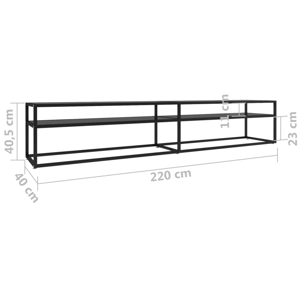 Tv-meubel 220x40x40,5 cm gehard glas zwart