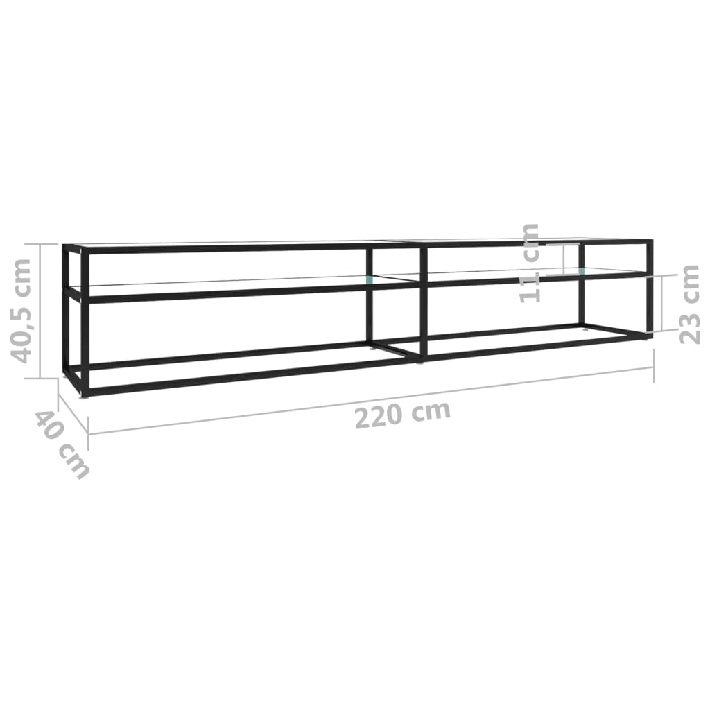 Tv-meubel 220x40x40,5 cm gehard glas witmarmerkleurig