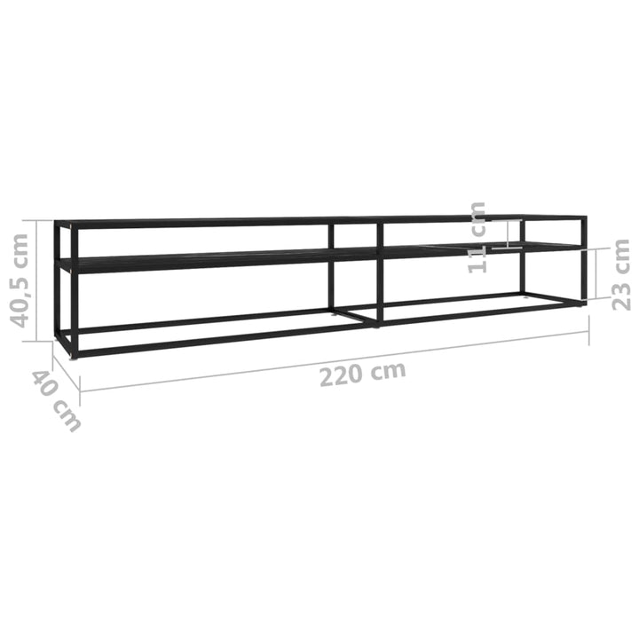 Tv-meubel 220x40x40,5 cm gehard glas zwartmarmerkleurig