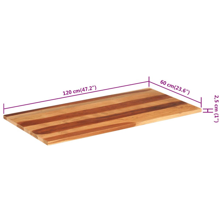 Tafelblad 120x60x(2,5-2,7) cm massief acaciahout