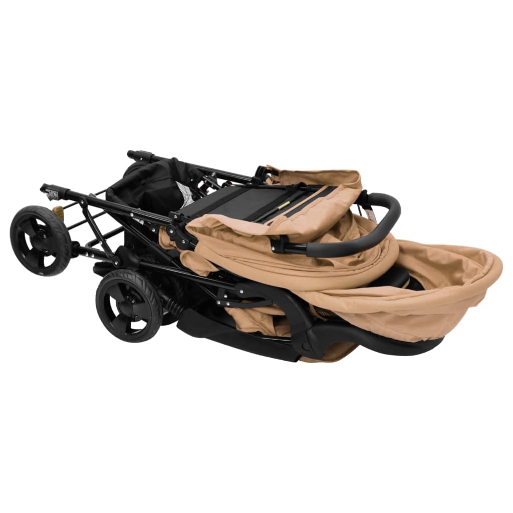 Tweelingkinderwagen tandem staal taupe