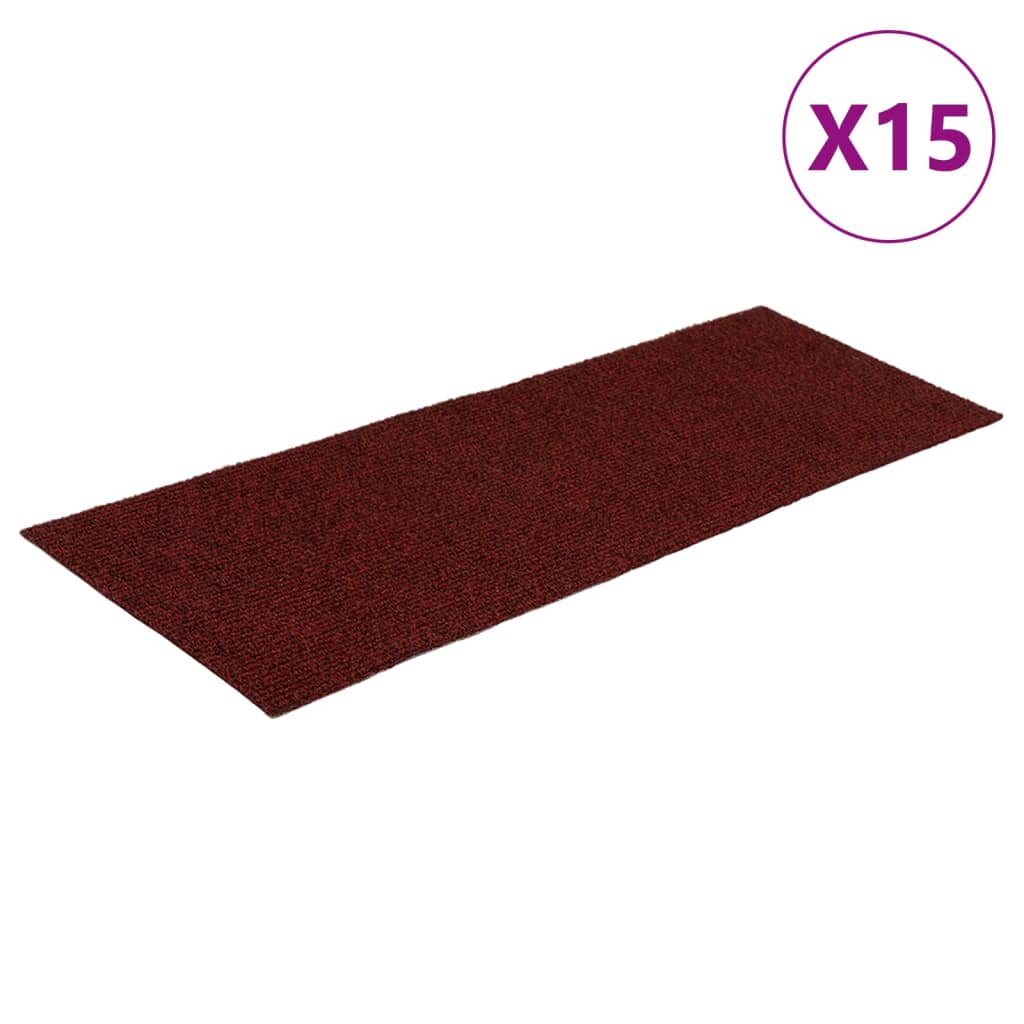 15 st Trapmatten zelfklevend rechthoekig 60x25 cm rood