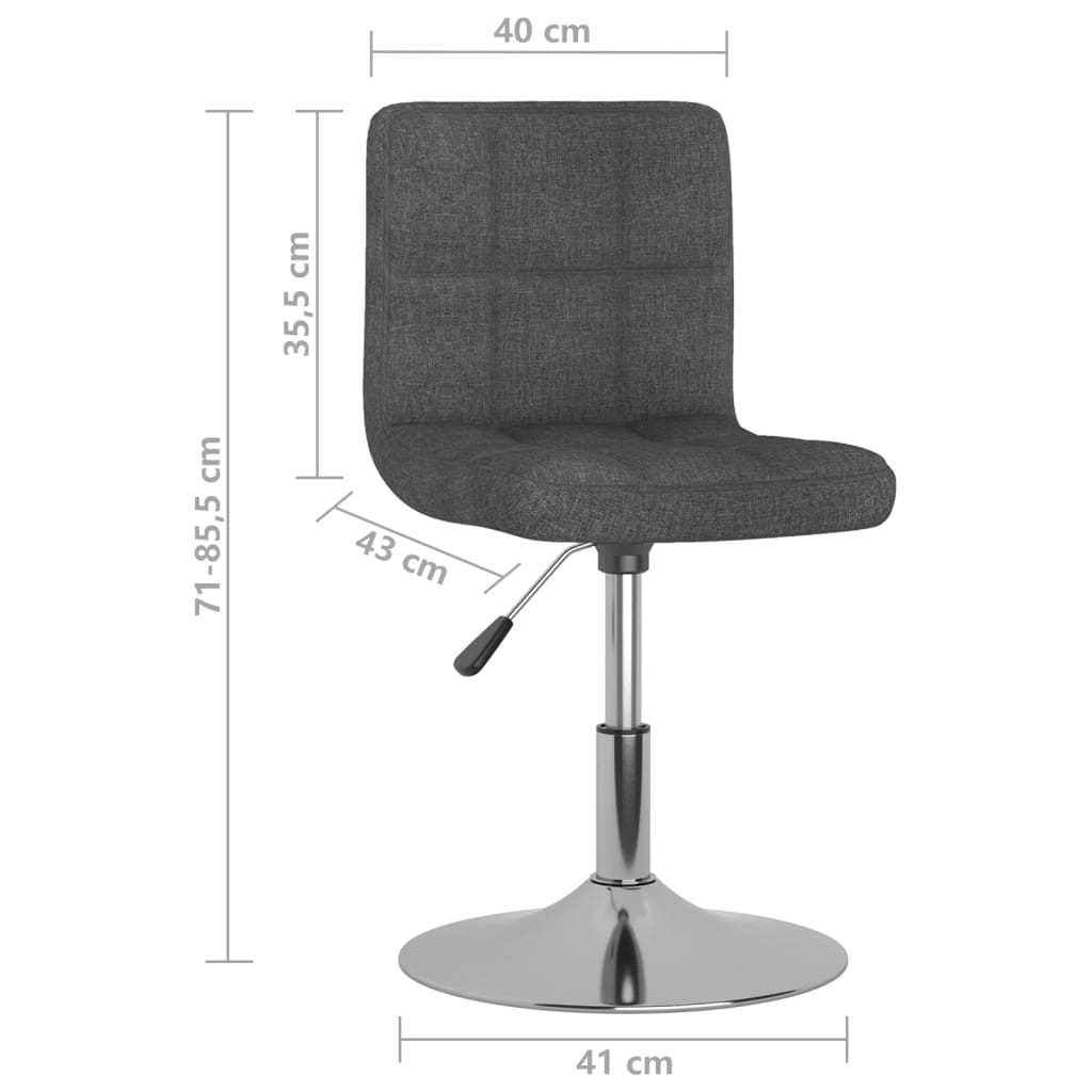 Eetkamerstoelen draaibaar 2 st stof donkergrijs