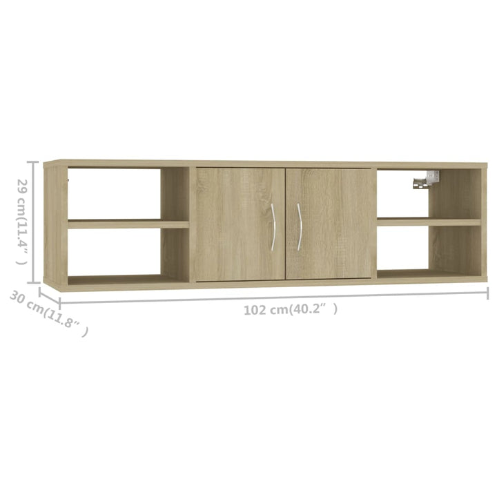 Wandschap 102x30x29 cm bewerkt hout sonoma eikenkleurig