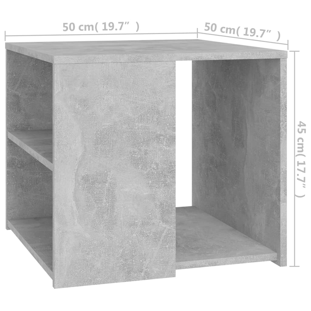 Bijzettafel 50x50x45 cm bewerkt hout betongrijs