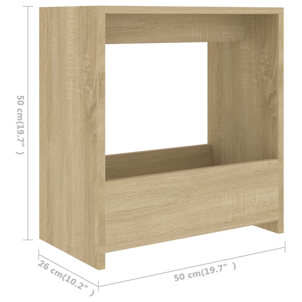 Bijzettafel 50x26x50 cm bewerkt hout sonoma eikenkleurig