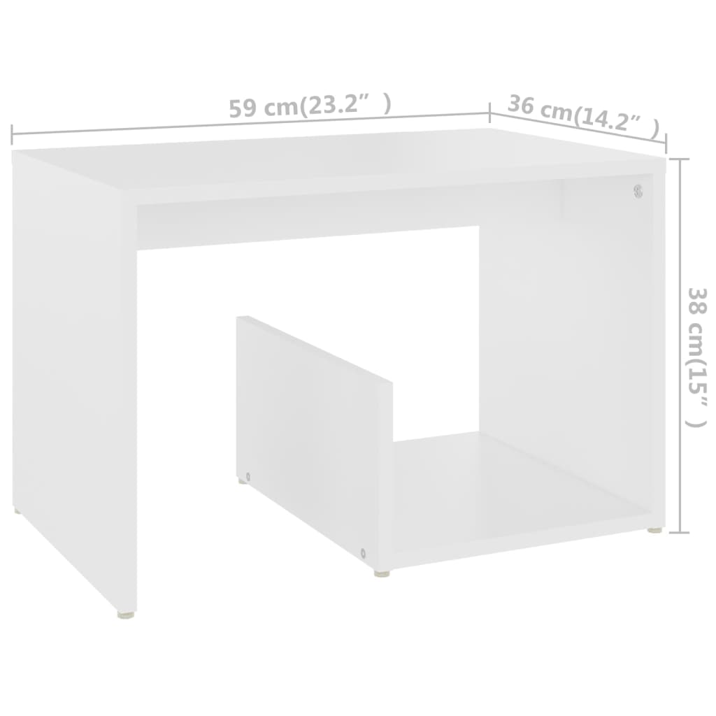 Bijzettafel 59x36x38 cm bewerkt hout wit