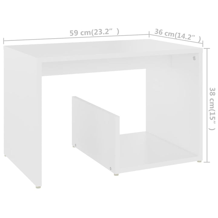 Bijzettafel 59x36x38 cm bewerkt hout wit