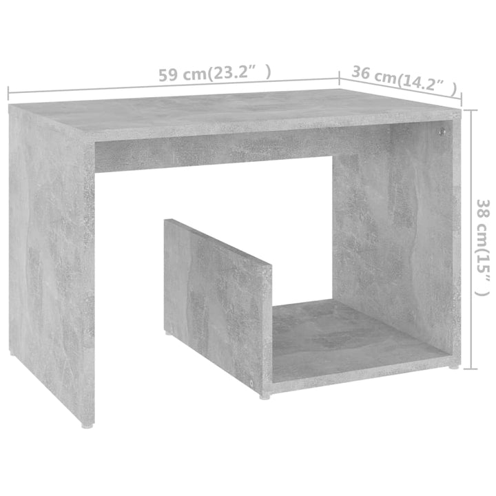 Bijzettafel 59x36x38 cm bewerkt hout betongrijs