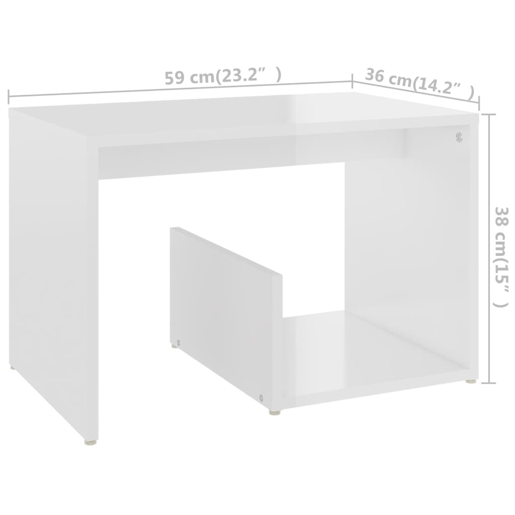 Bijzettafel 59x36x38 cm bewerkt hout hoogglans wit