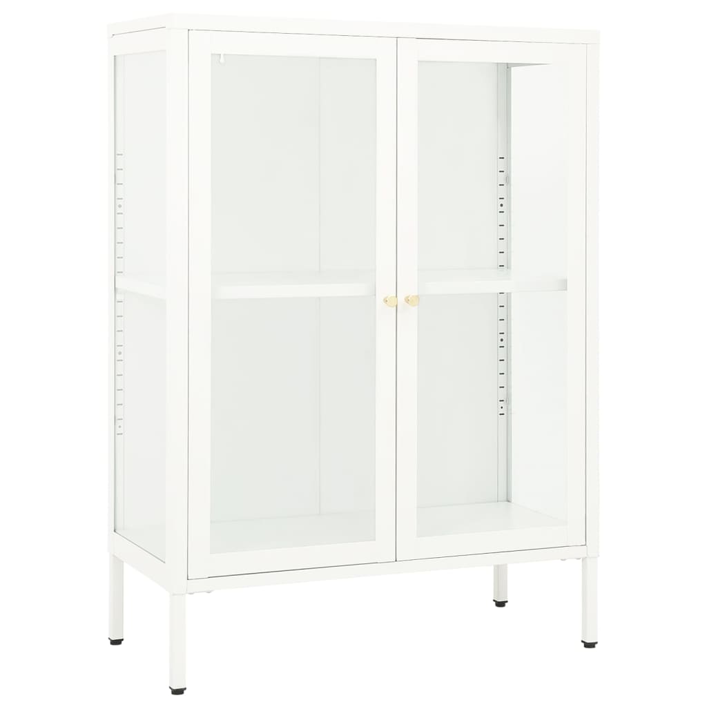 Dressoir 75x35x105 cm staal en glas wit